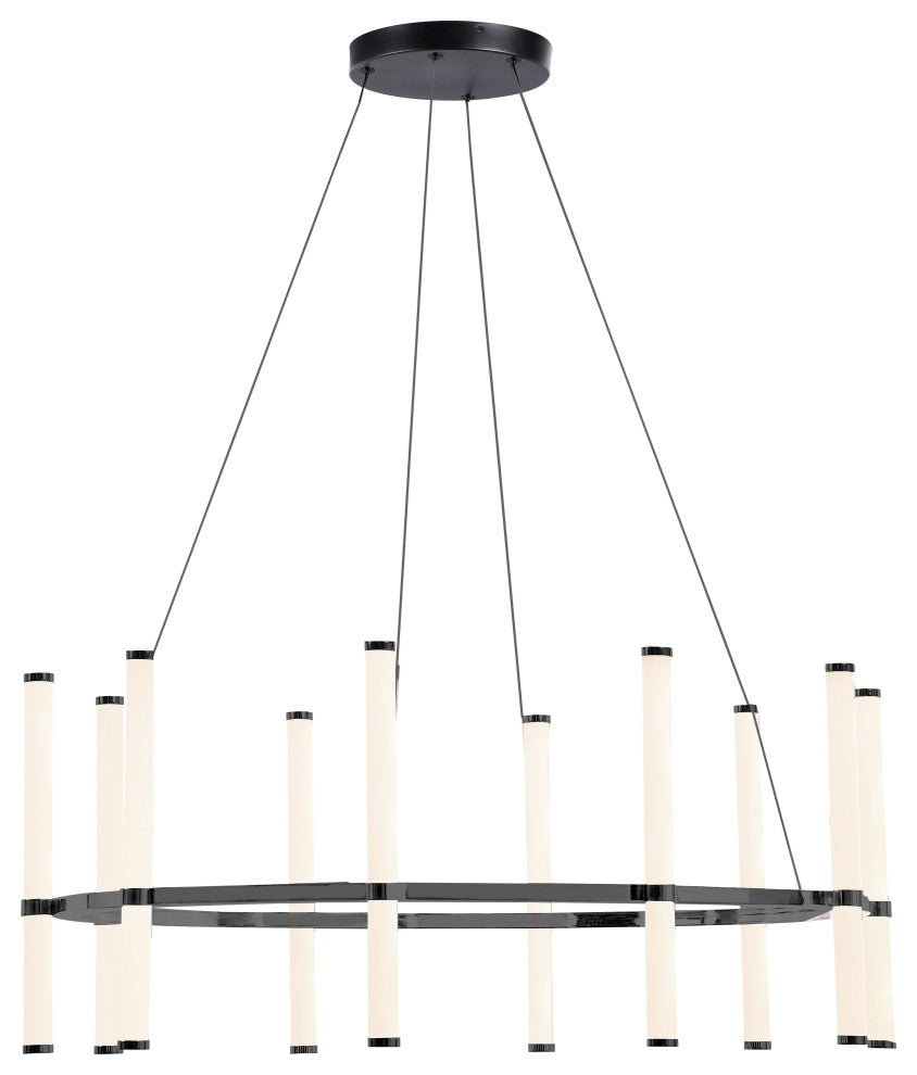 Corvette Modern 10 Light Black White Metal Chandelier