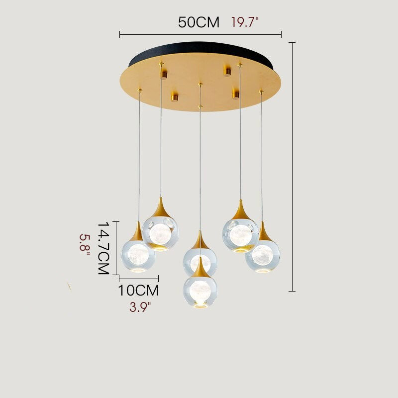 MIRODEMIÂ® Pigna | Modern Crystal LED Chandelier with Hanging Balls, 6 Lights