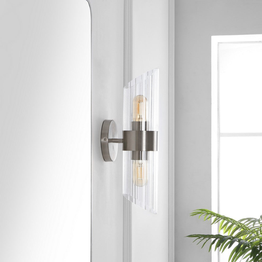 Safavieh Eytan 2Lt 6.25" Wall Sconce, Brushed Nickle