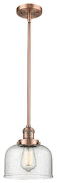 1-Light Large Bell 8" Pendant, Antique Copper, Glass: Seedy