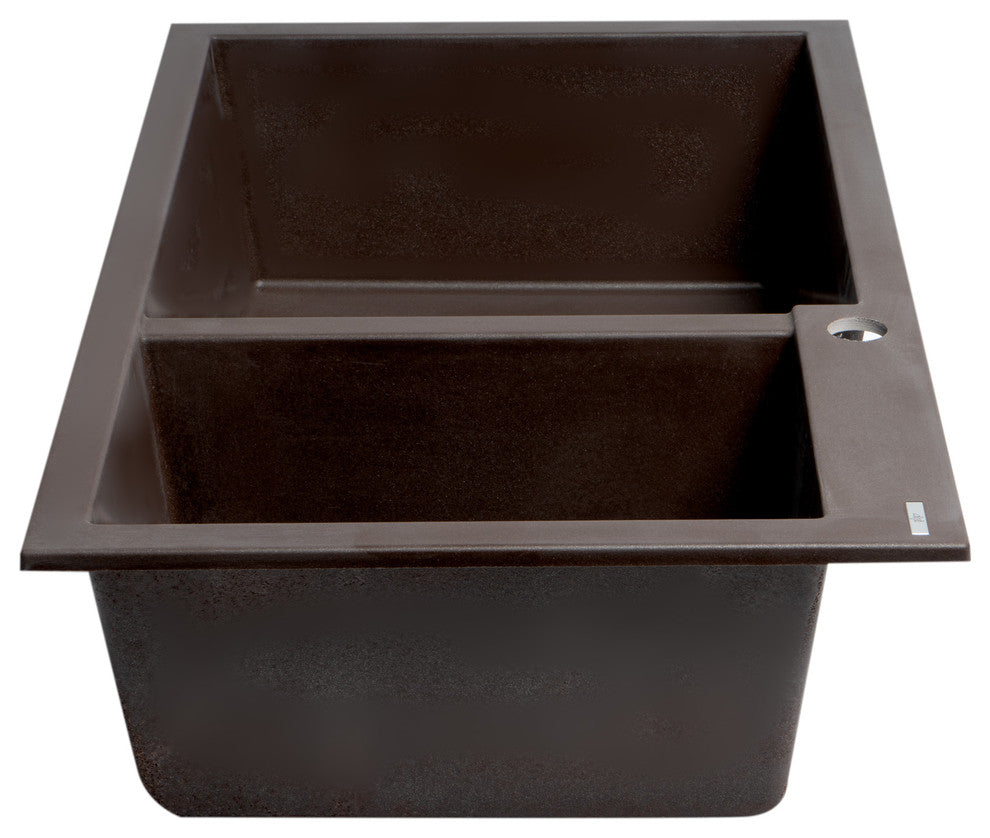 Chocolate 34" Double Bowl Drop In Granite Composite Kitchen Sink