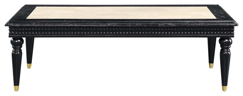 Rectangular Marble Top Coffee Table, Black