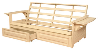 Mesa Frame Futon With Antique White Finish, Storage Drawers, Frame Only