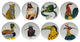Stoneware Plate Set with Animal Designs, Multicolor, Set of 8