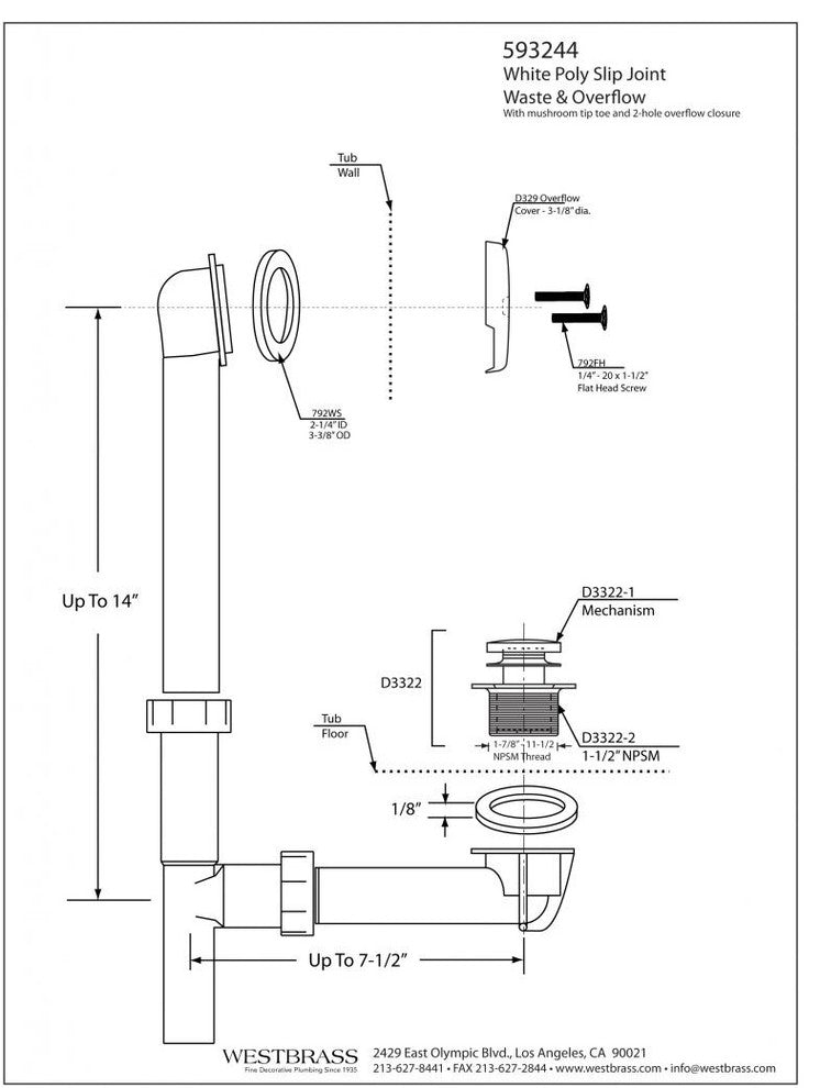White 1.5" Tubular Tip Toe Bath Waste In Oil Rubbed Bronze, Oil Rubbed Bronze