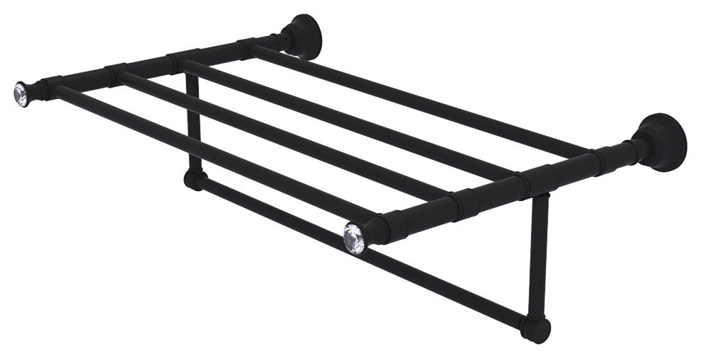 Carolina Crystal 24" Towel Shelf with Towel Bar, Matte Black