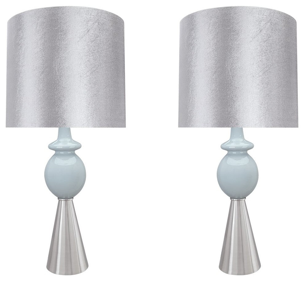 40162-12, 38" Metal Table Lamp, Satin Nickel, Set of 2