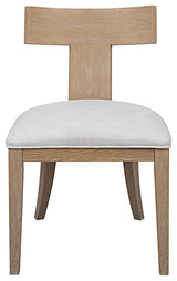 Uttermost 23595 Idris 21"W Oak Wood Framed Performance Fabric - White / Oak