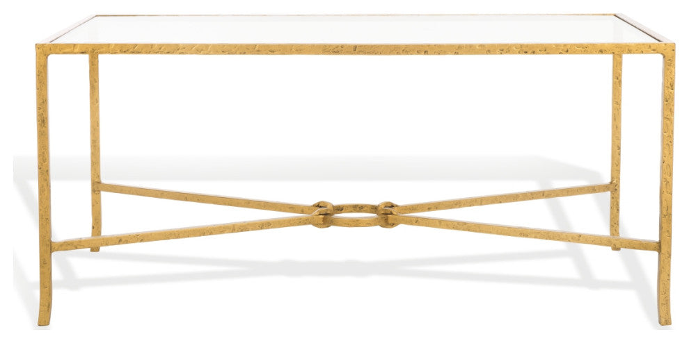 Safavieh Couture Tauri Metal Coffee Table, Brass/Clear