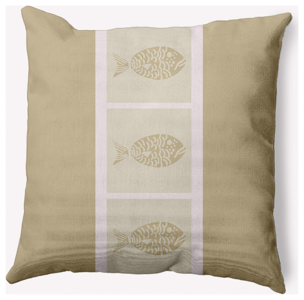 16x16" Fish Chips Nautical Decorative Indoor Pillow, Taupe