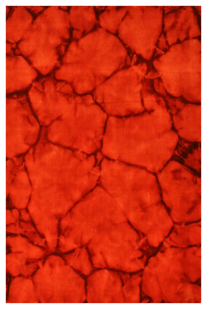 Handmade Wool Red Contemporary Abstract Dip Dyed Rug, 4' X 6'