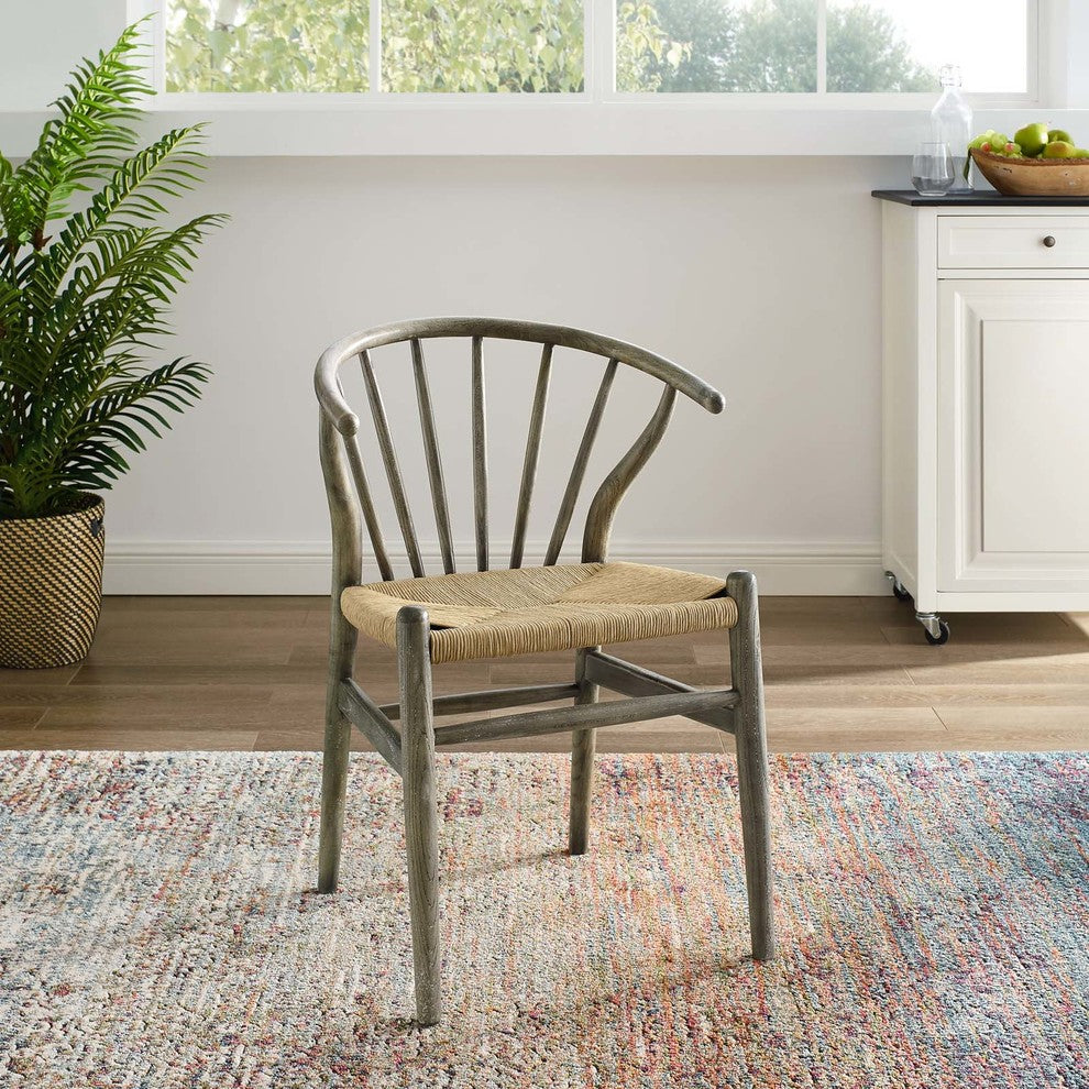 Flourish Spindle Wood Dining Side Chair, Gray