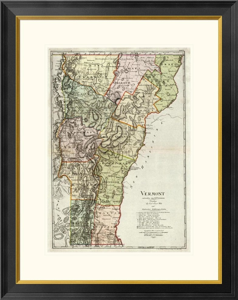 "Vermont, 1797" Framed Digital Print by Daniel Friedrich Sotzmann, 26"x32"