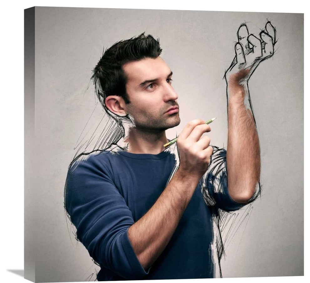 "The Power Of The Sketch" Canvas Giclee by Sebastien Del Grosso, 22"x22"