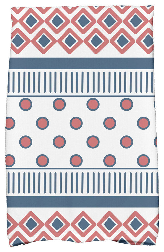 18x30" Scrambled Prints Geometric Print Hand Towels, Orange, Coral