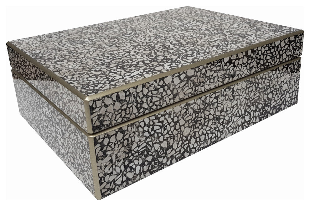 Handmade Reverse Painted Mirror Rectangular Box in Terrazzo