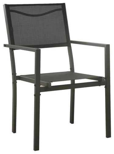 vidaXL 4x Patio Chairs Textilene and Steel Black and Garden Outdoor Armchair