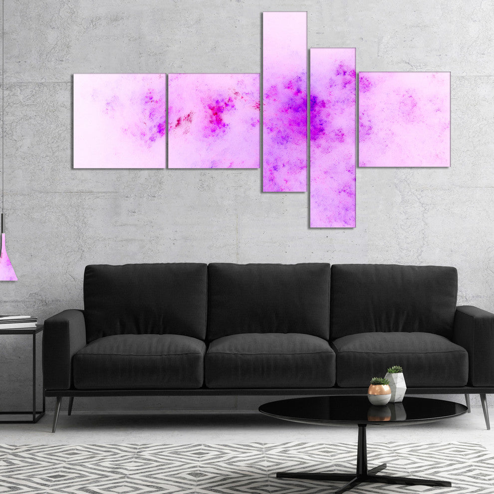 Blur Light Pink Sky with Stars, Abstract Canvas Art Print, 60"x32", 5 panels