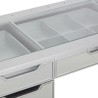 SlayStation Aria Premium Mirrored Vanity Desk, Silver