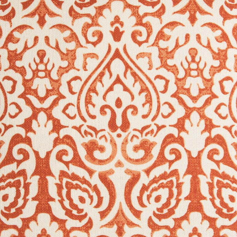 Orange White Distressed Damask Throw Pillow