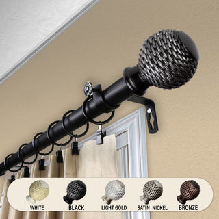 Wicker 1" Curtain Rod, Black, 160-240"