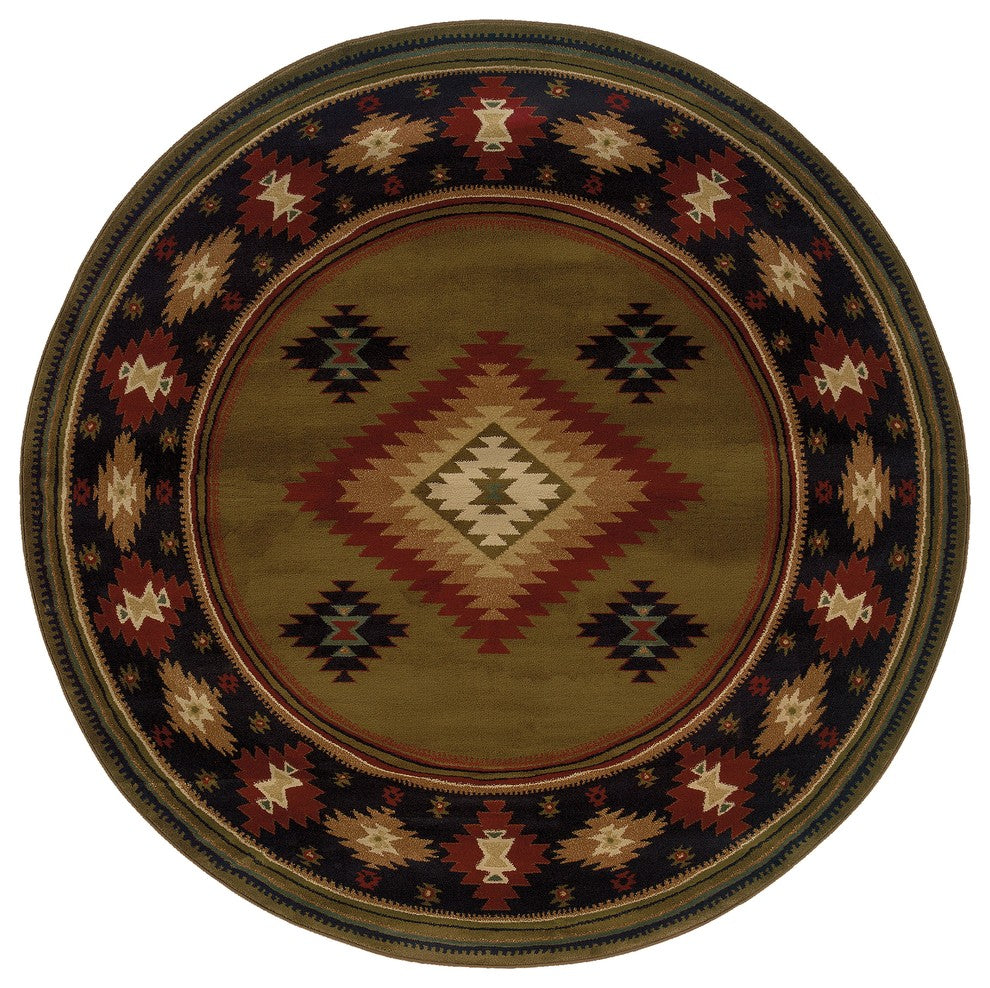 Oriental Weavers Hudson Green/Red Southwest/Lodge Indoor Area Rug 3'10"X5'5"