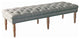 Benzara BM195187 Wooden Bench with Button Tufted Fabric Seat & Turned Legs, Gray