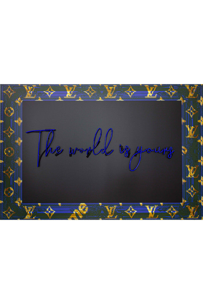Framed Blue Neon Artwork | Andrew Martin World Is Yours, Large