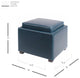 Cameron Square Storage Ottoman w/ tray, Vintage Blue, Bonded Leather