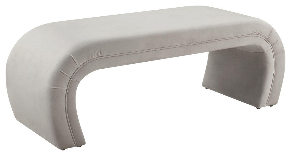 Kenya Light Grey Velvet Bench