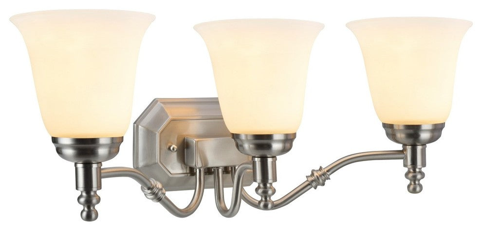 62022-2, 3-Light Metal Bathroom Vanity Wall Light Fixture, Satin Nickel