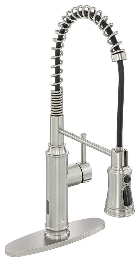 Single-Handle Spring Pull Down Sprayer Kitchen Faucet with Infrared Induction, Brushed Nickel