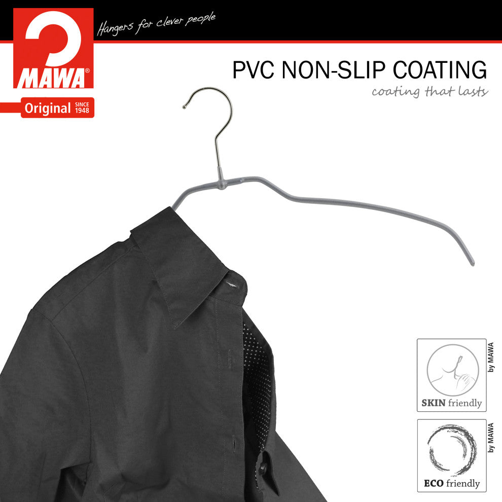 Silhouette Ultra Thin Shirt Hangers, Set of 20, Silver