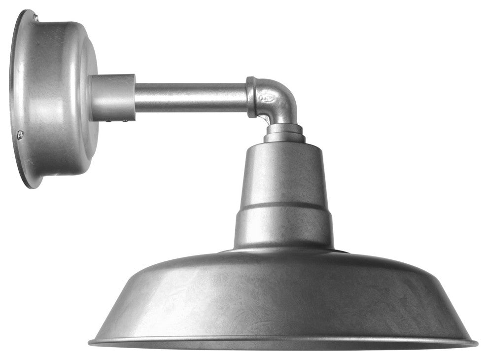 14" Vintage LED Sconce Light With Cosmopolitan Arm, Galvanized Silver
