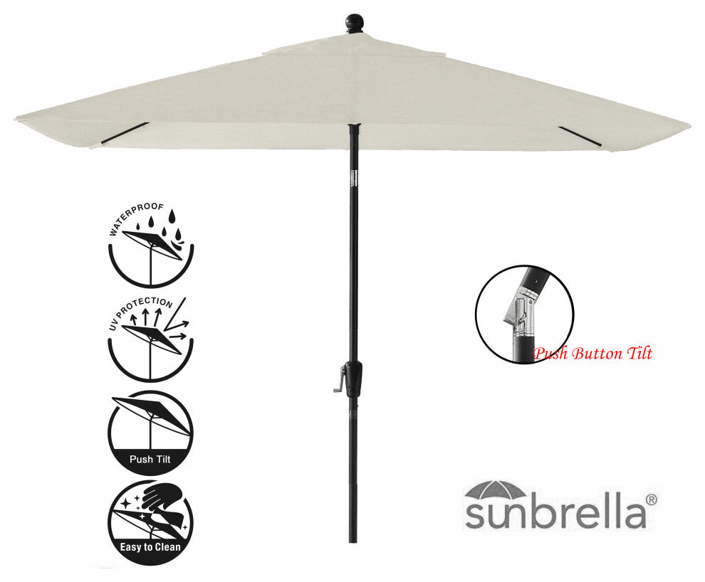 Pismo Dawn 9'x7' Rectangular Premium Push Tilt Market Umbrella, Black Frame, Nat
