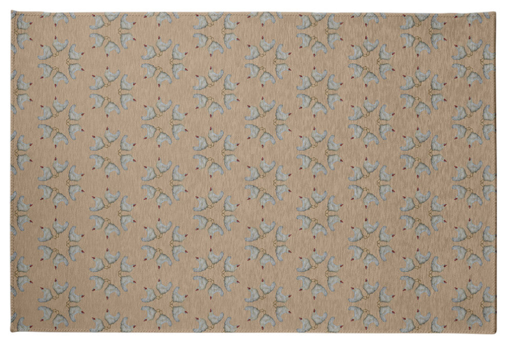 Chickens-go-round Easter Chenille Rug, Basswood Brown, 4'x6'