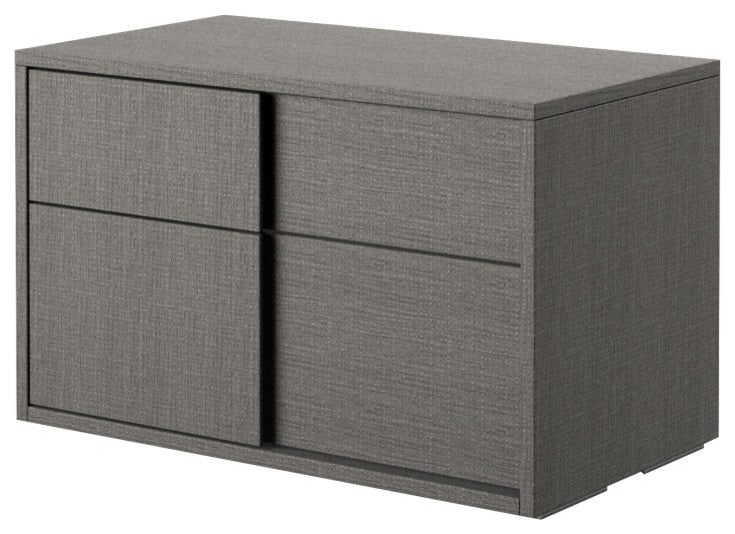 Oak Wood Nightstand With Soft Closing Drawers Matte Gray