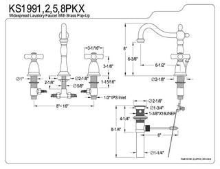 Widespread Lavatory Faucet,Black Porcelain Cross Handle,Satin Nickel