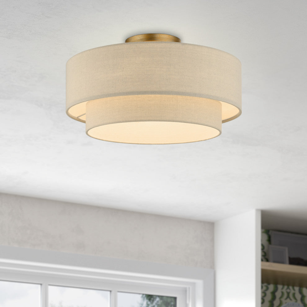 Bellingham 3-Light Antique Gold Leaf Large Semi-Flush