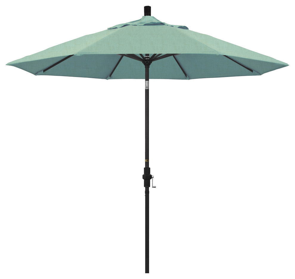 9' Stone Black Collar Tilt Crank Lift Aluminum Umbrella, Sunbrella, Spa