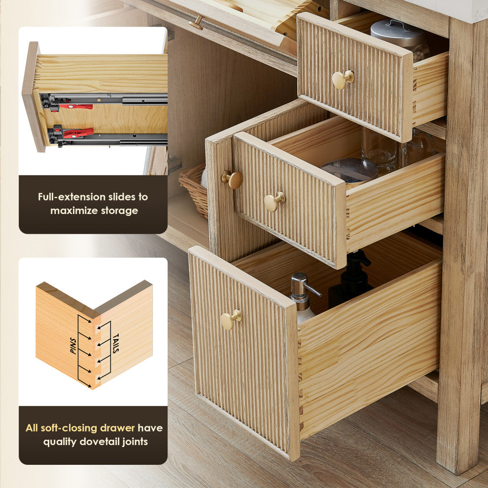 Cerrito Bathroom Vanity, Natural Oak, 84" Double, without Mirror