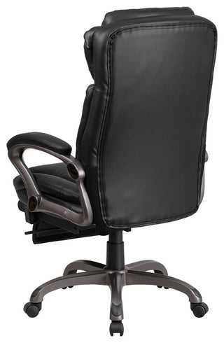 High Back Black Leather Executive Reclining Office Chair-Padded Armrests