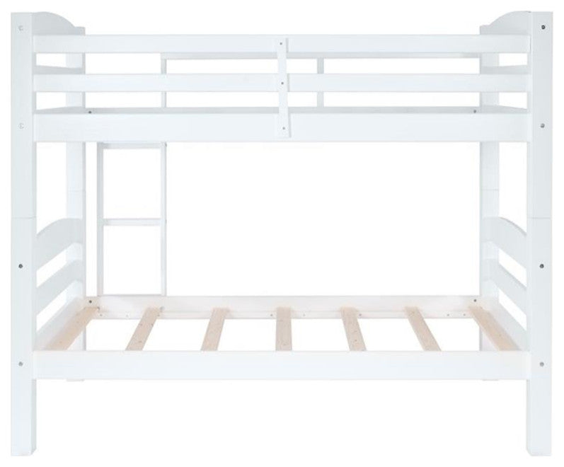 Linon Levi Twin over Twin Wood Bunk Bed in White