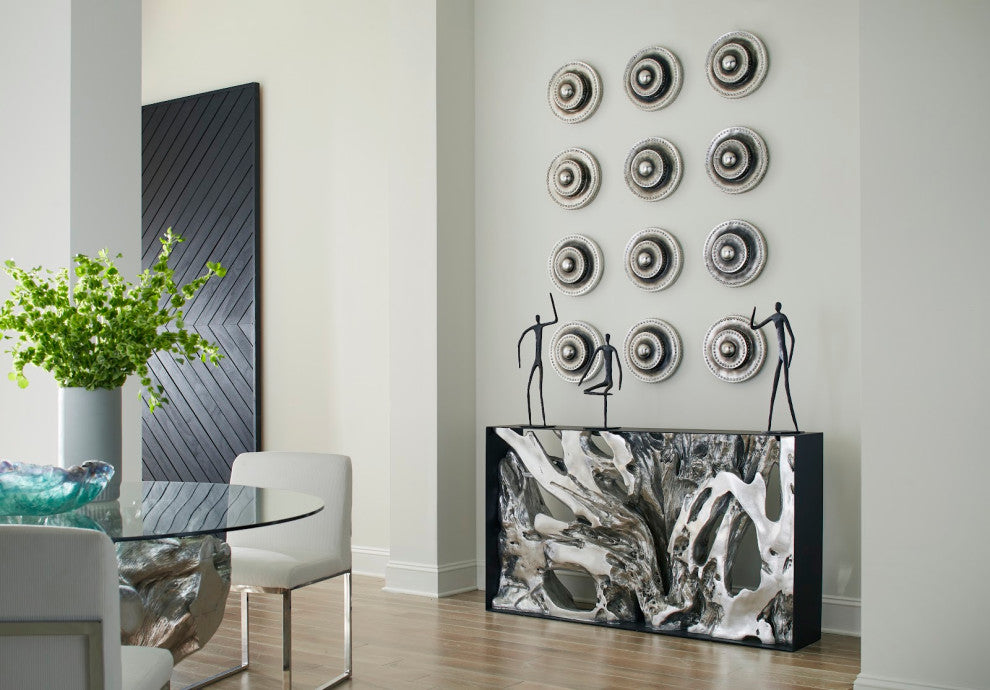 Cast Root Console Table, Iron Frame, Resin, Silver Leaf