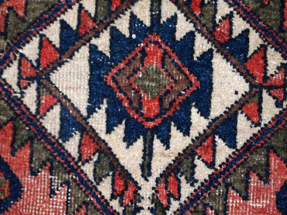 Handmade vintage Persian Kurdish bagface rug 1.8' x 1.9' (55cm x 59cm) 1930s