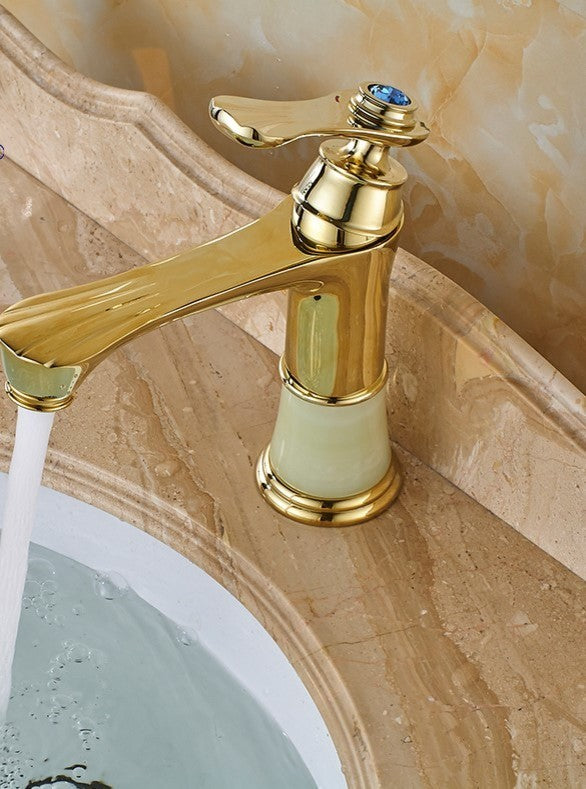 Chieti Posh Gold Antique Gem Single Handle Bathroom Faucet