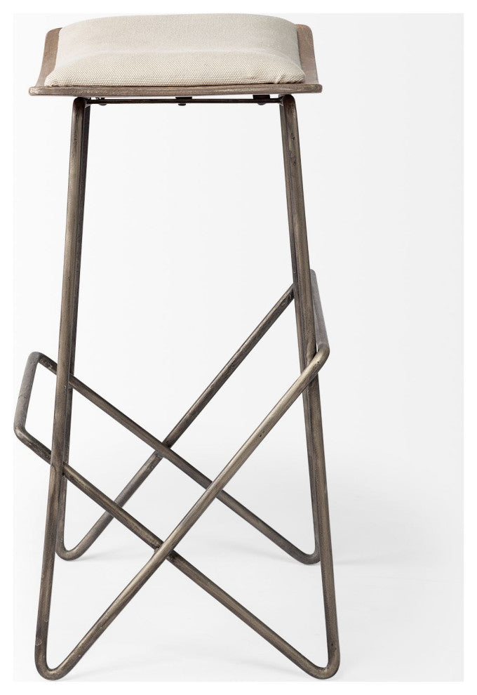 Katniss Cream Fabric Seat with Gold Metal Frame Counter Stool