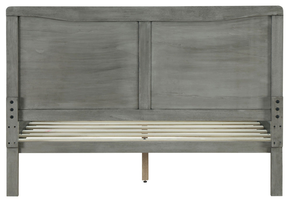 Stacey Rustic Wooden Queen Platform Bed, Rustic Gray