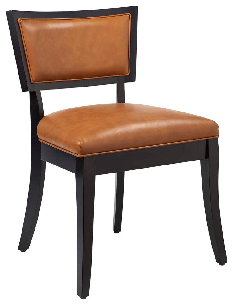 Pristine Vegan Leather Dining Chairs, Set of 2, Tan