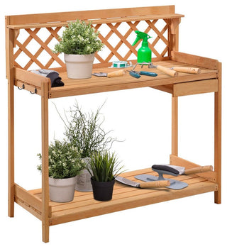 Modern Garden Wood Work Potting Bench Station With Hook